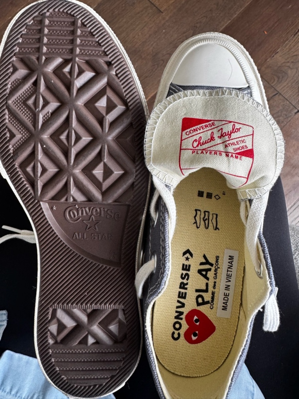 Never worn! Converse/Comme Dos Garçons Gray Sneakers with Heart Design - Picture 7 of 7